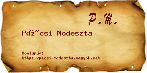 Pécsi Modeszta névjegykártya
