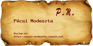 Pécsi Modeszta névjegykártya